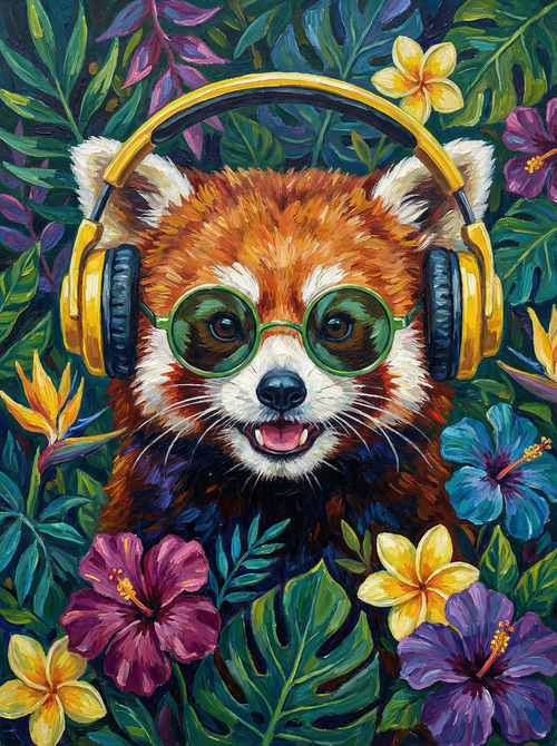 Tropical Beat Panda (100 Color Diamond Painting) Diamond Painting kit