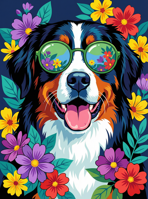 Flower Power Pup (Diamond Painting) Diamond Painting kit