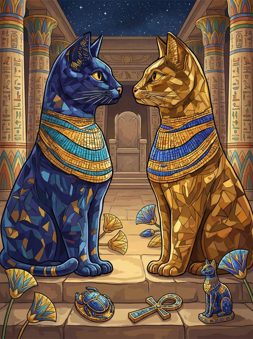Twin Bastet Guardians (Diamond Painting) Diamond Painting kit