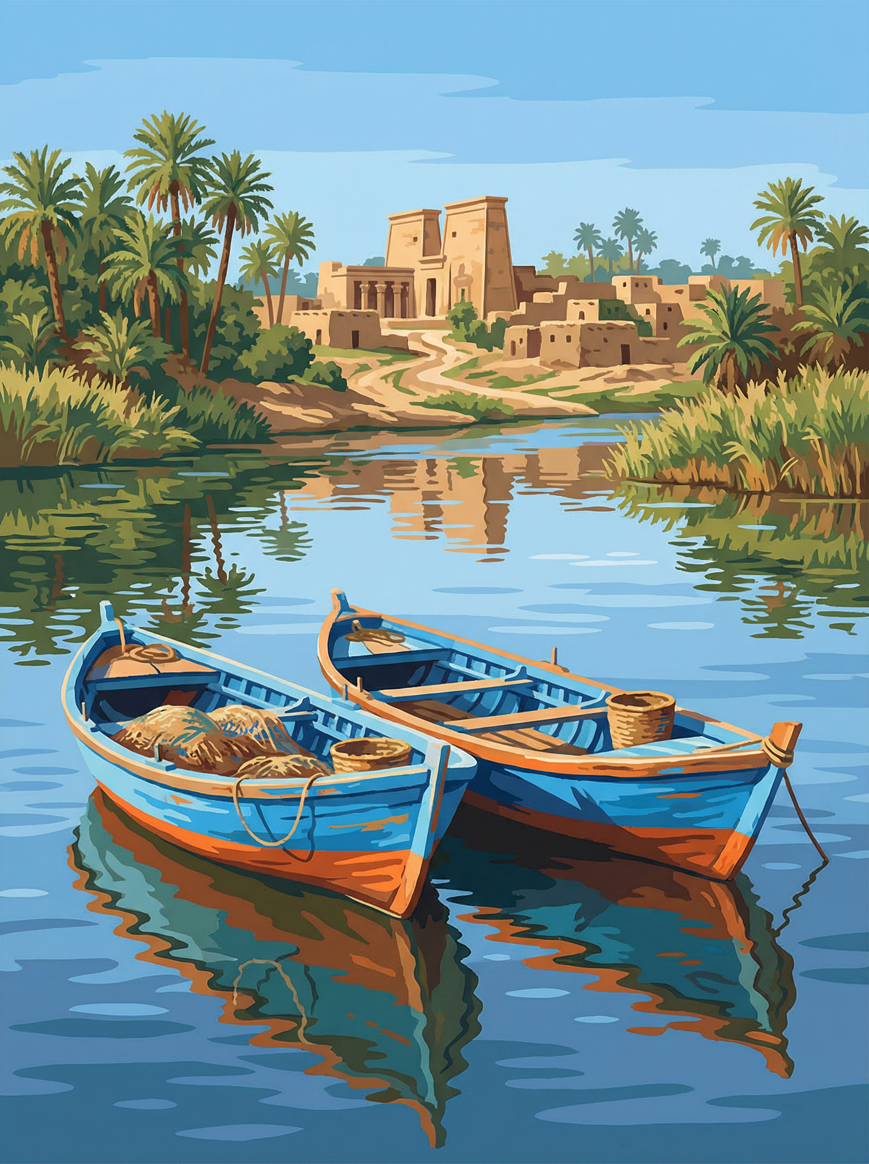 Nile Fisherman Boats (Diamond Painting) Diamond Painting kit