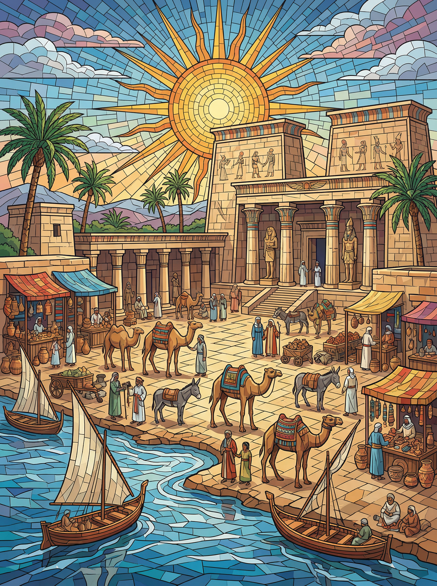 Golden Nile Marketplace (100 Color Diamond Painting) Diamond Painting kit