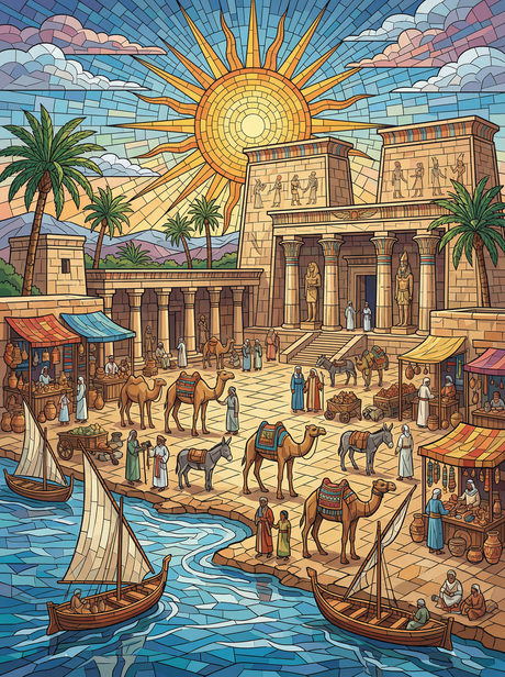 Golden Nile Marketplace (100 Color Diamond Painting) Diamond Painting kit