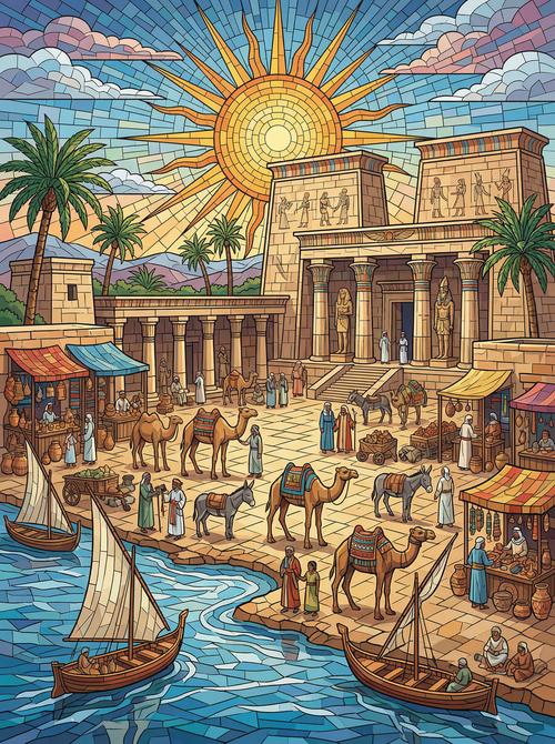 Golden Nile Marketplace (100 Color Diamond Painting) Diamond Painting kit