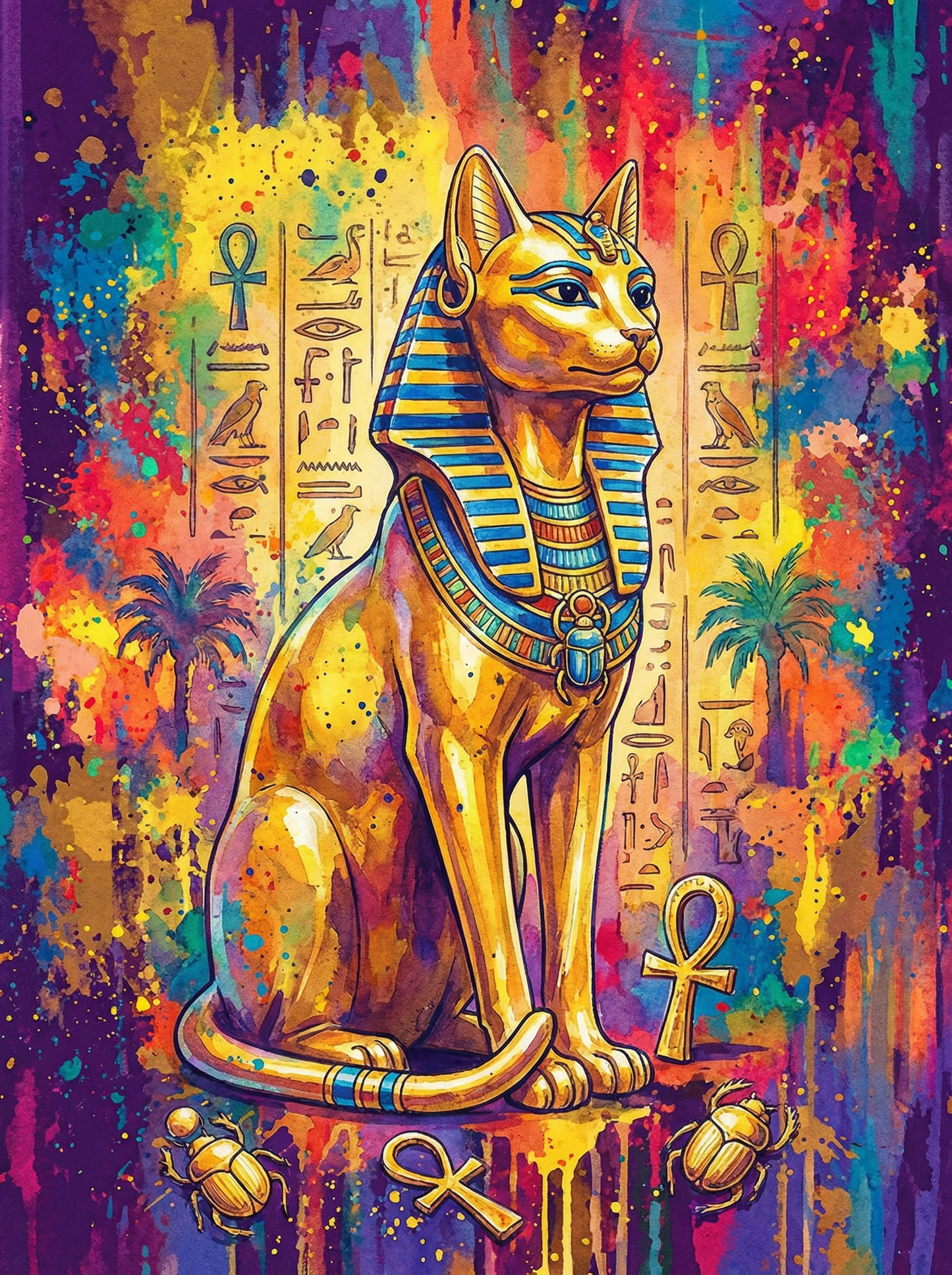 Sacred Bastet Guardian (100 Color Diamond Painting)