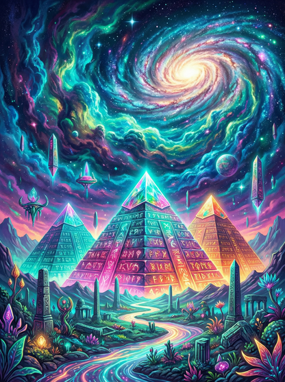 Galactic Crystal Pyramids (100 Color Diamond Painting) Diamond Painting kit