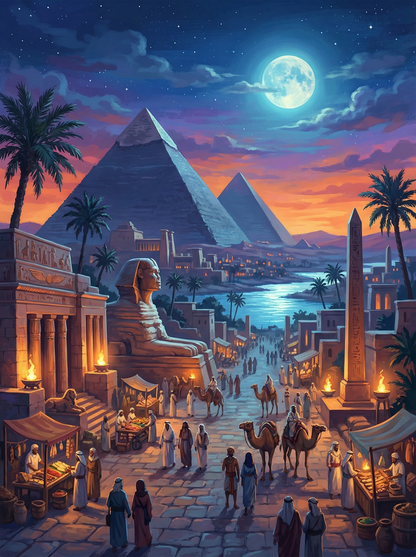 Giza Moonlit Market (Diamond Painting) Diamond Painting kit