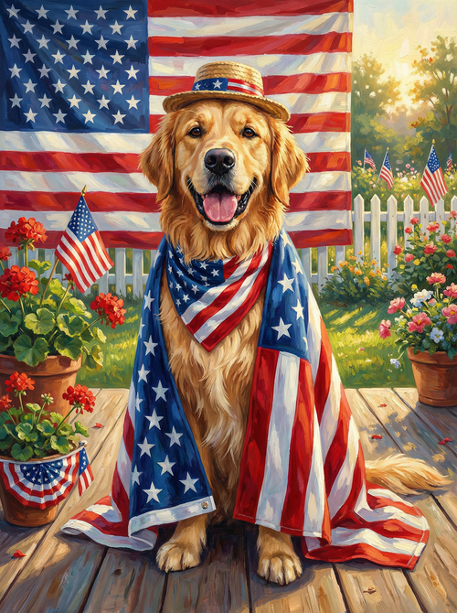 Patriotic Golden Retriever