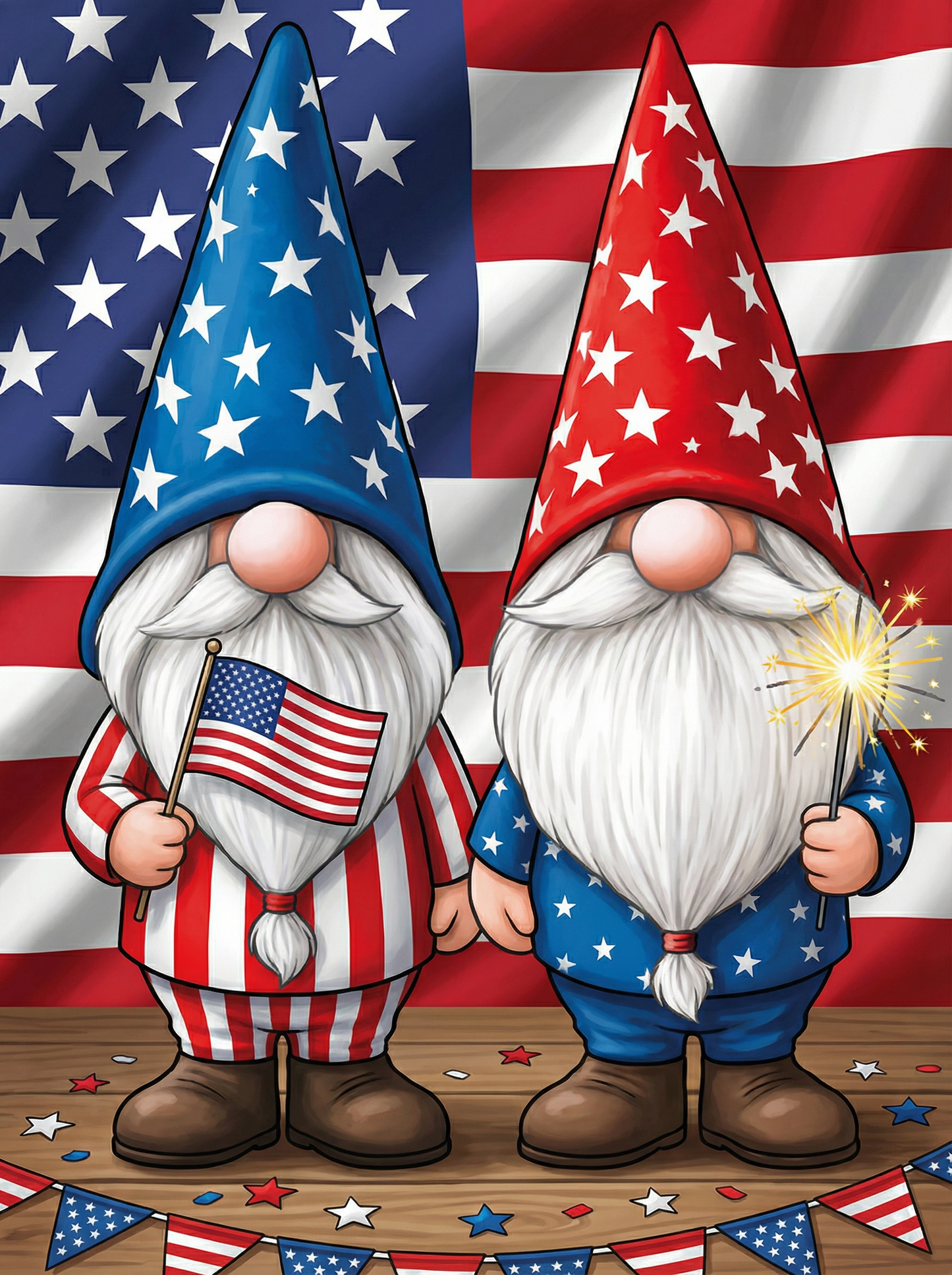 Patriotic Gnome Duo (Diamond Painting)