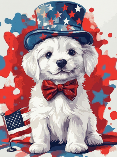 Patriotic Maltese Puppy (Diamond Painting) Diamond Painting kit