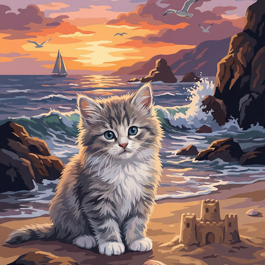 Seaside Sunset Kitten