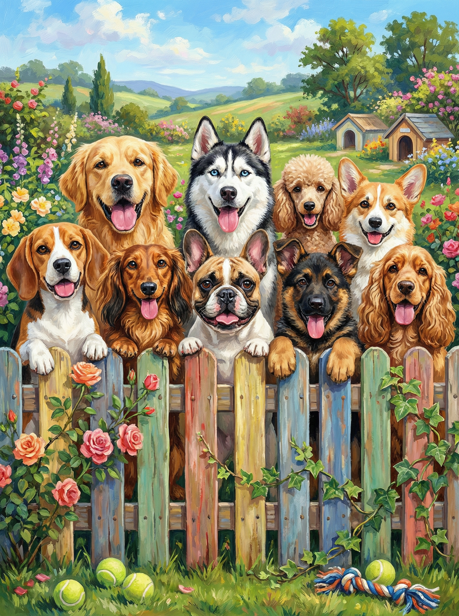 Picket Fence Companions (100 Color Diamond Painting)