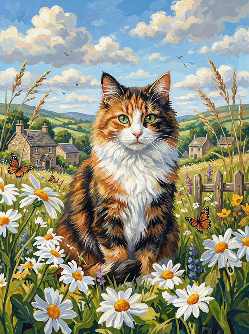 Meadow Watch Calico Cat (100 Color Diamond Painting) Diamond Painting kit