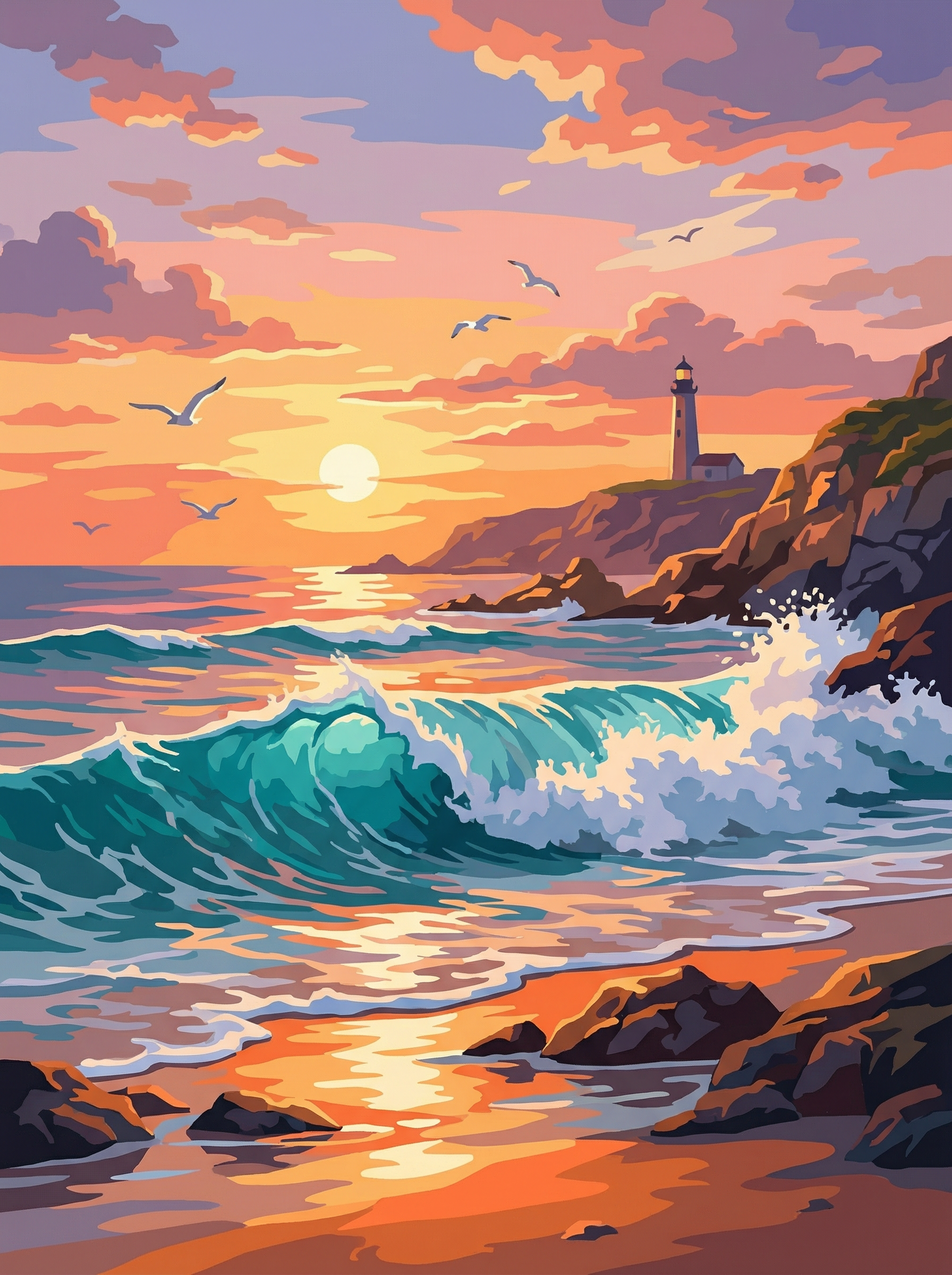 Golden Coast Lighthouse (Diamond Painting)