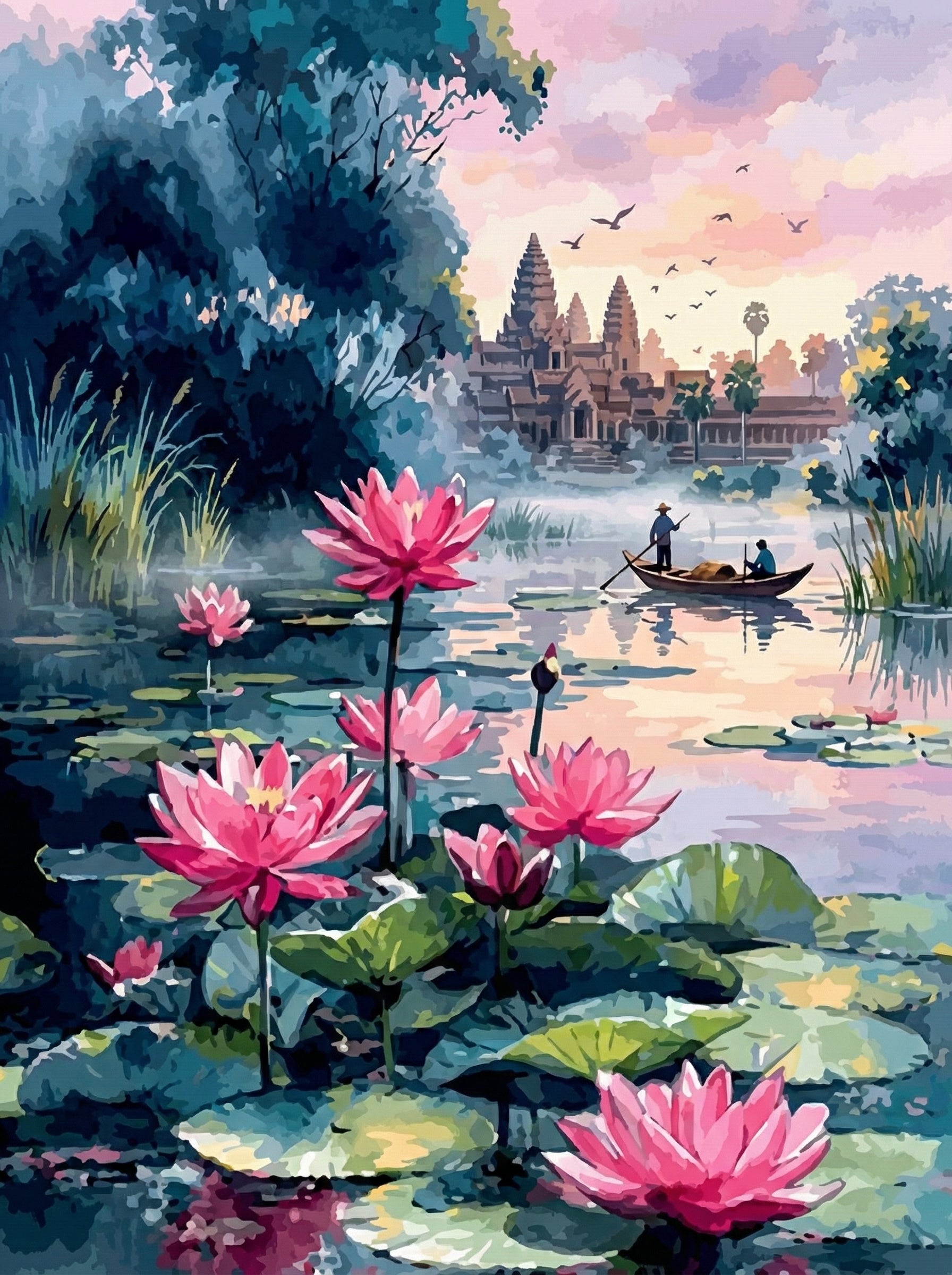 Lotus Dawn Reflections (100 Color Diamond Painting) Diamond Painting kit