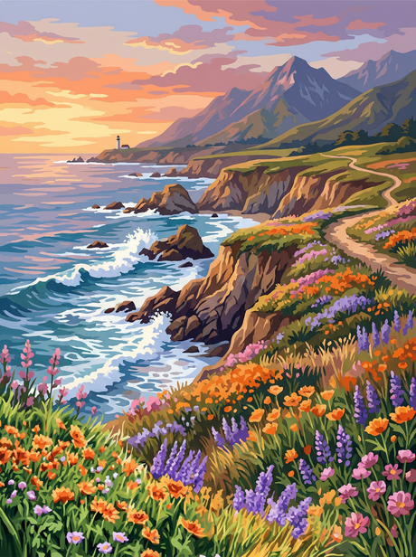 Coastal Wildflower Path (100 Color Diamond Painting) Diamond Painting kit