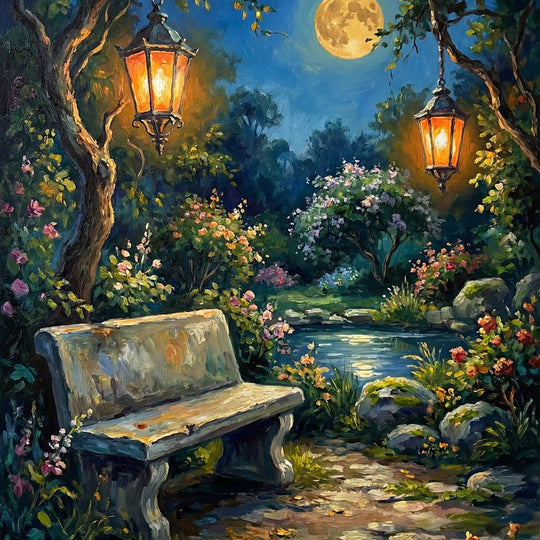 Moonlit Garden Bench