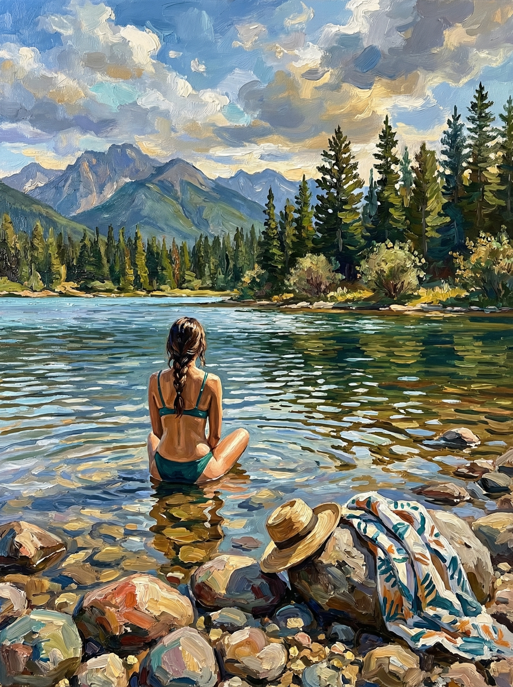 Mountain Lake Solitude (100 Color Diamond Painting) Diamond Painting kit