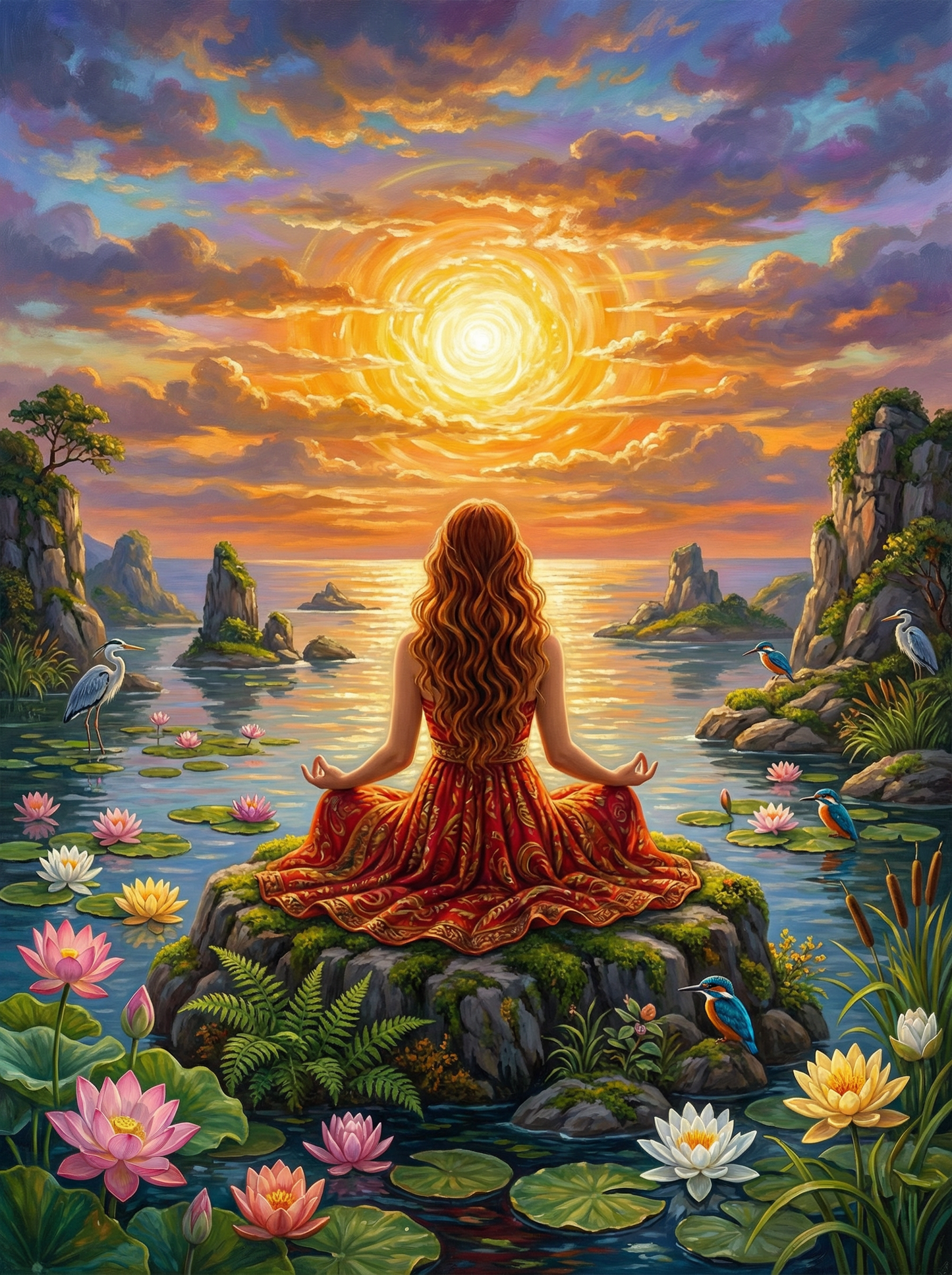 Golden Lotus Awakening (100 Color Diamond Painting) Diamond Painting kit