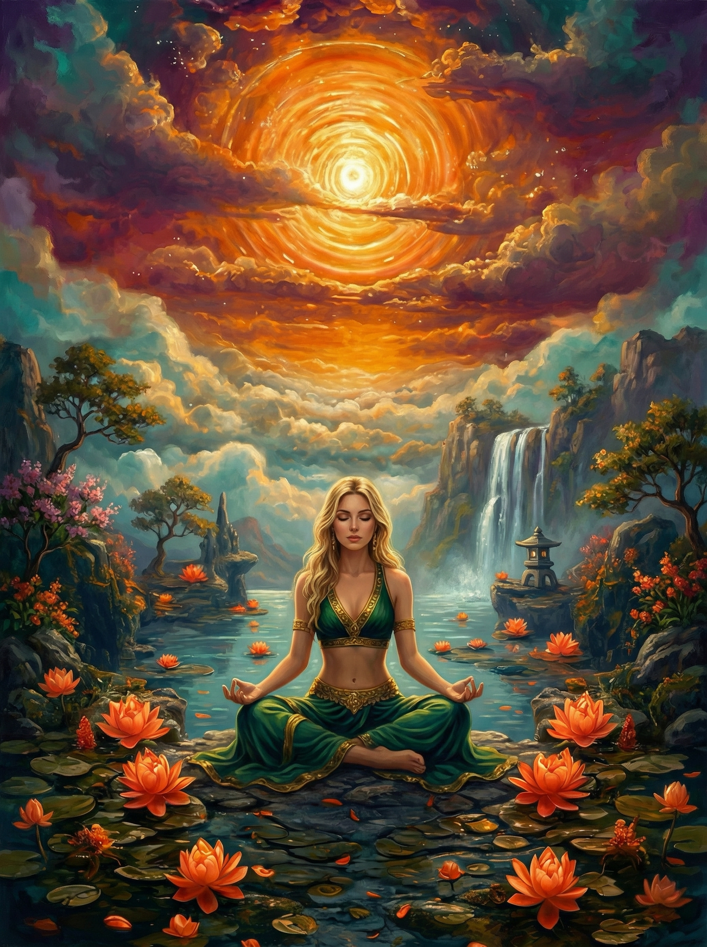 Celestial Lotus Meditation (150 Color Diamond Painting)