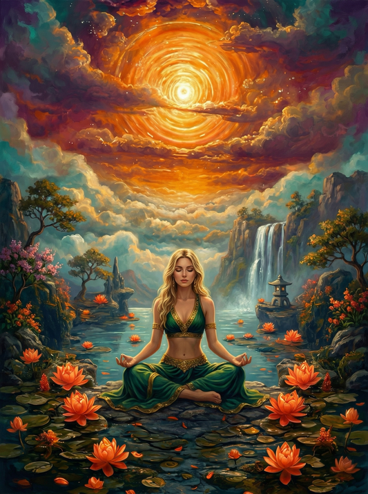 Celestial Lotus Meditation (150 Color Diamond Painting)