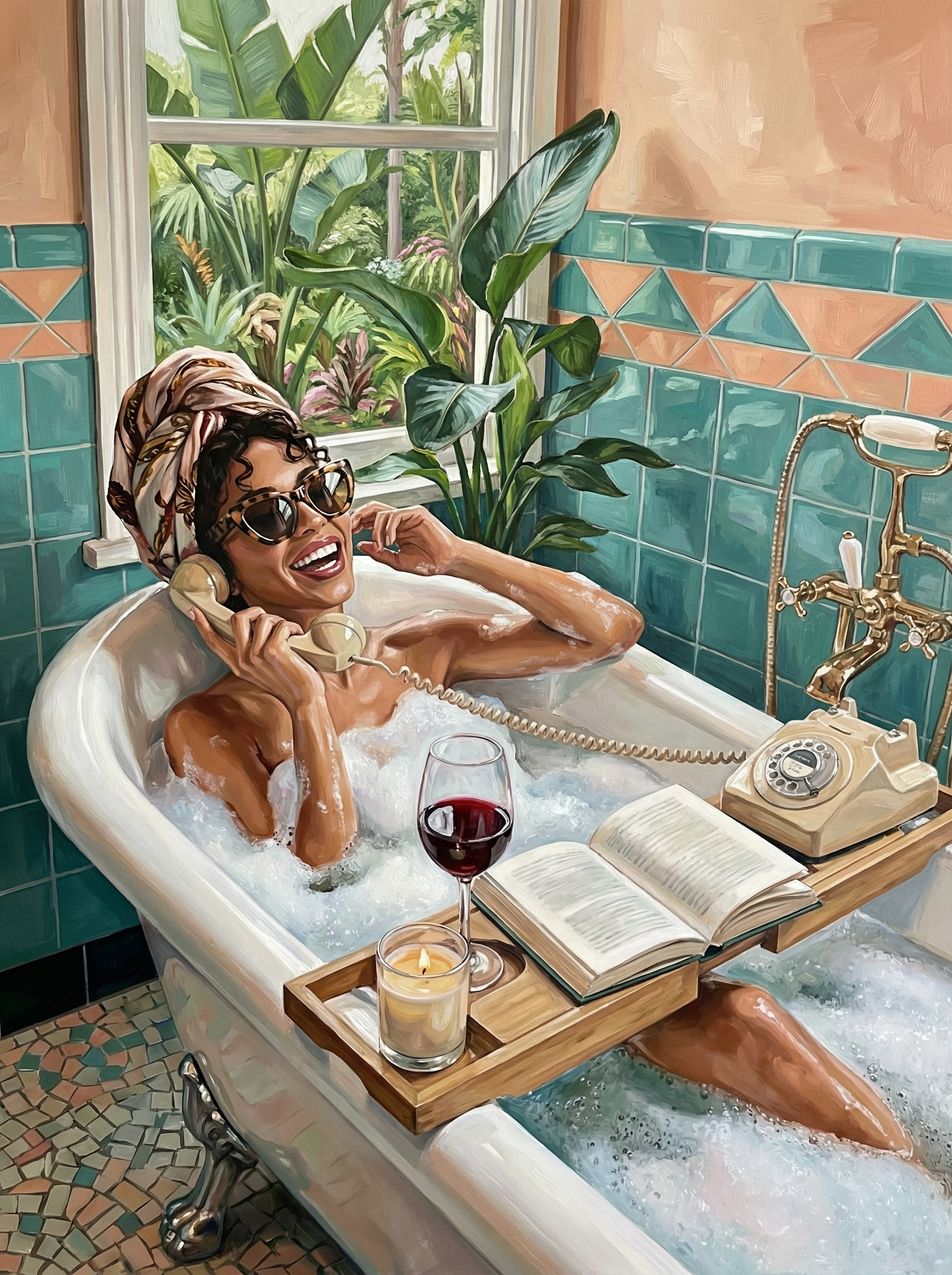 Sunlit Bath Conversations (Diamond Painting) Diamond Painting kit