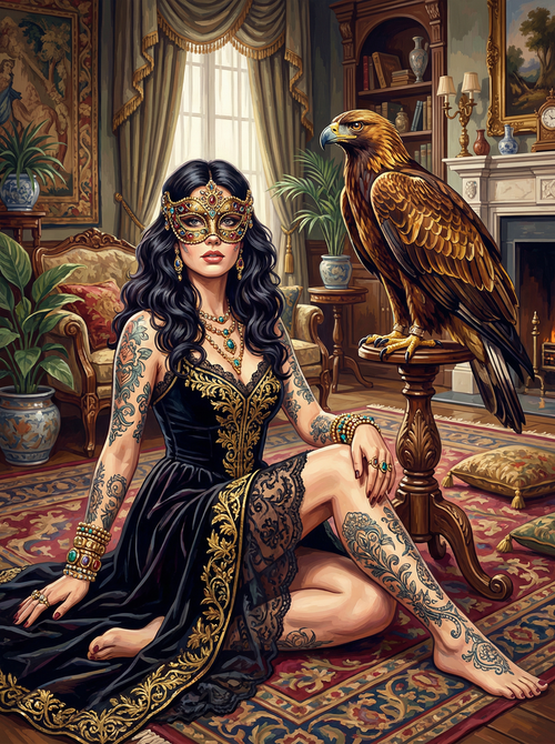 The Falconer's Mask (100 Color Diamond Painting)