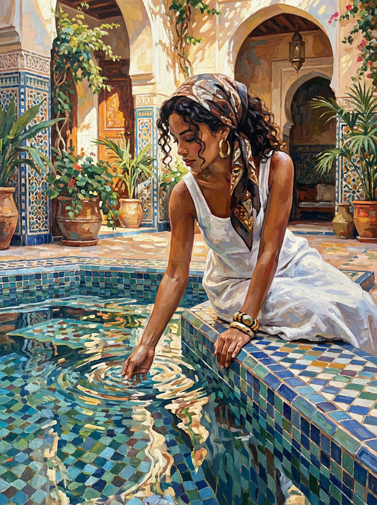 Courtyard Water Whispers (150 Color Diamond Painting)