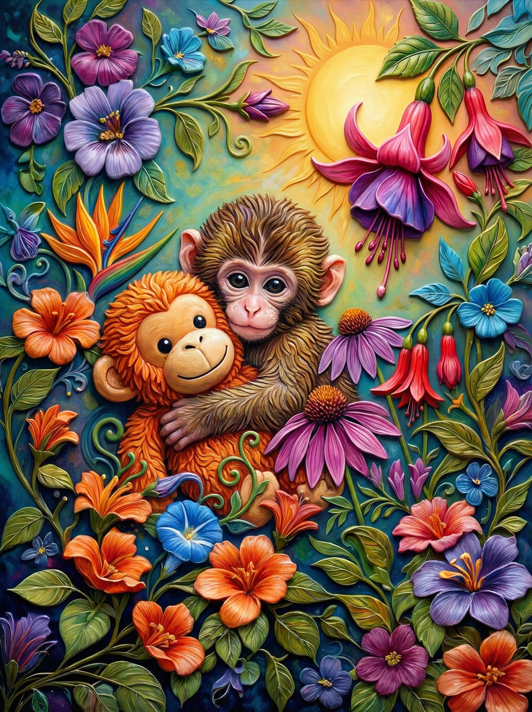 Punch & His Sunny Hug (100 Color Diamond Painting)