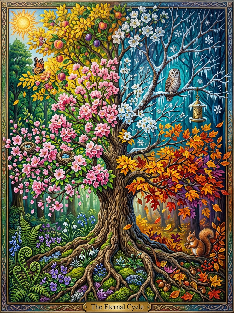 The Eternal Cycle of Seasons (100 Color Diamond Painting) Diamond Painting kit