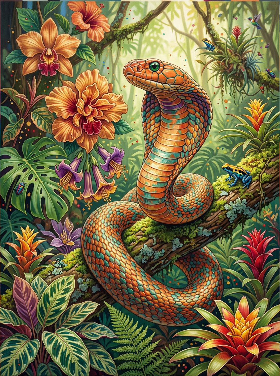 Jungle Orchid Snake (Diamond Painting) Diamond Painting kit