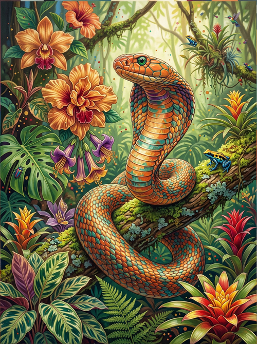 Jungle Orchid Snake (100 Color Diamond Painting) Diamond Painting kit