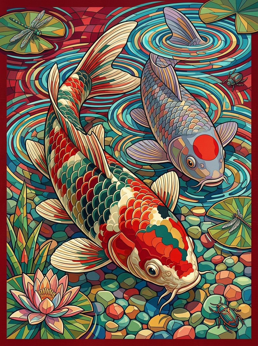 Crimson Koi Reflections (Diamond Painting) Diamond Painting kit
