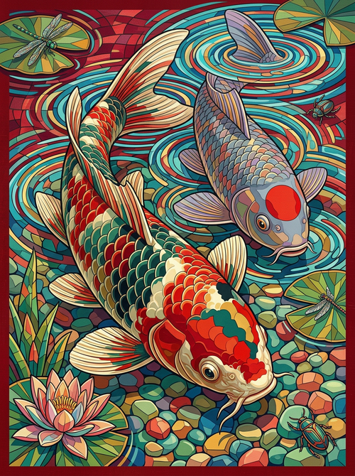 Crimson Koi Reflections (Diamond Painting) Diamond Painting kit