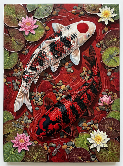 Scarlet Lotus Koi (Diamond Painting)