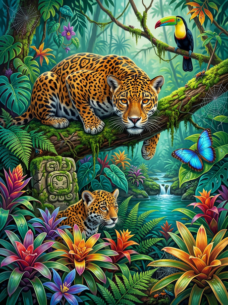 Emerald Canopy Jaguar (Diamond Painting) Diamond Painting kit