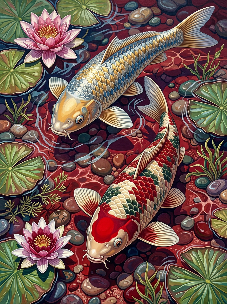 Golden Lotus Koi (Diamond Painting) Diamond Painting kit