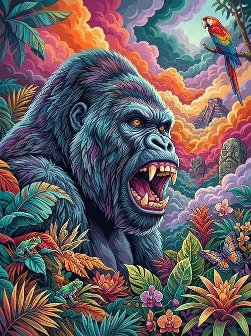 Mayan Jungle Gorilla (100 Color Diamond Painting) Diamond Painting kit