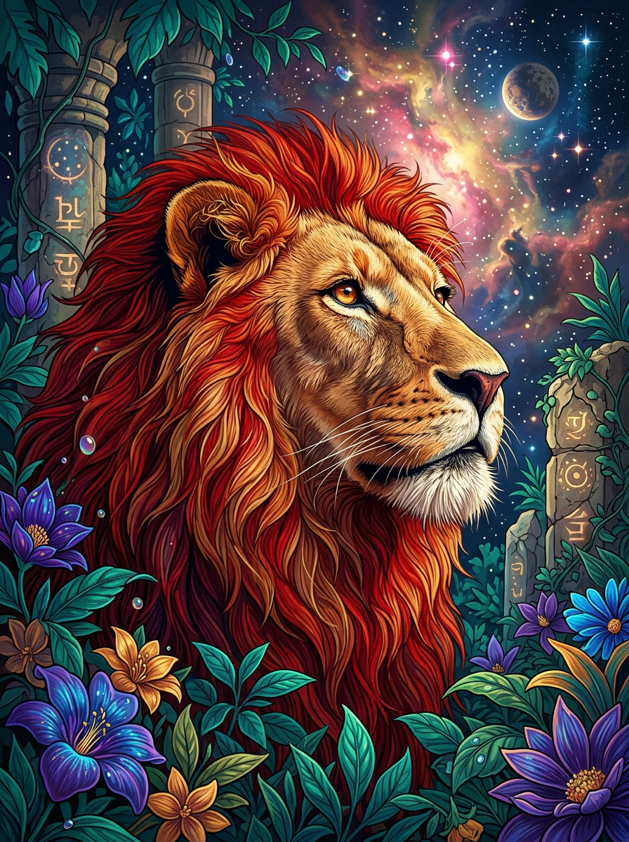 Celestial Temple Lion (100 Color Diamond Painting)