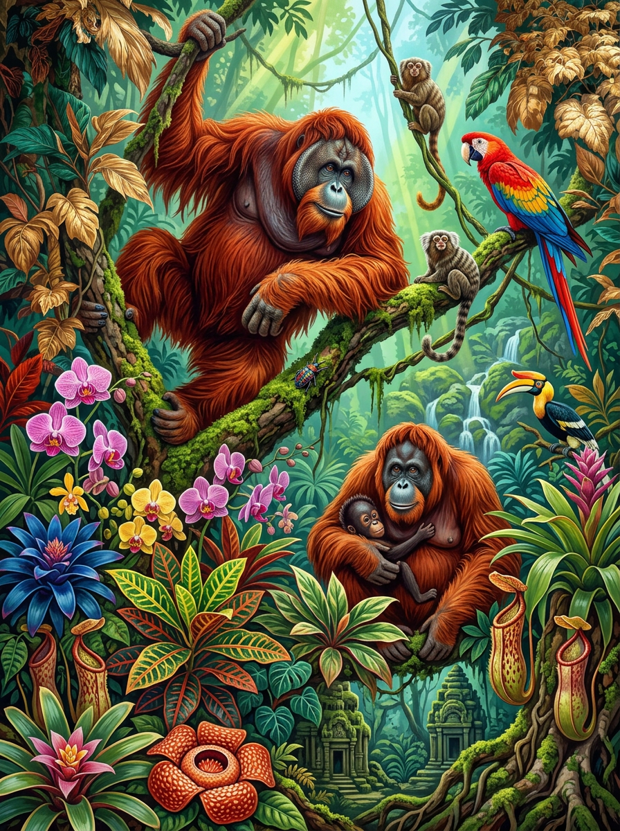 Orangutan Rainforest Family (Diamond Painting)
