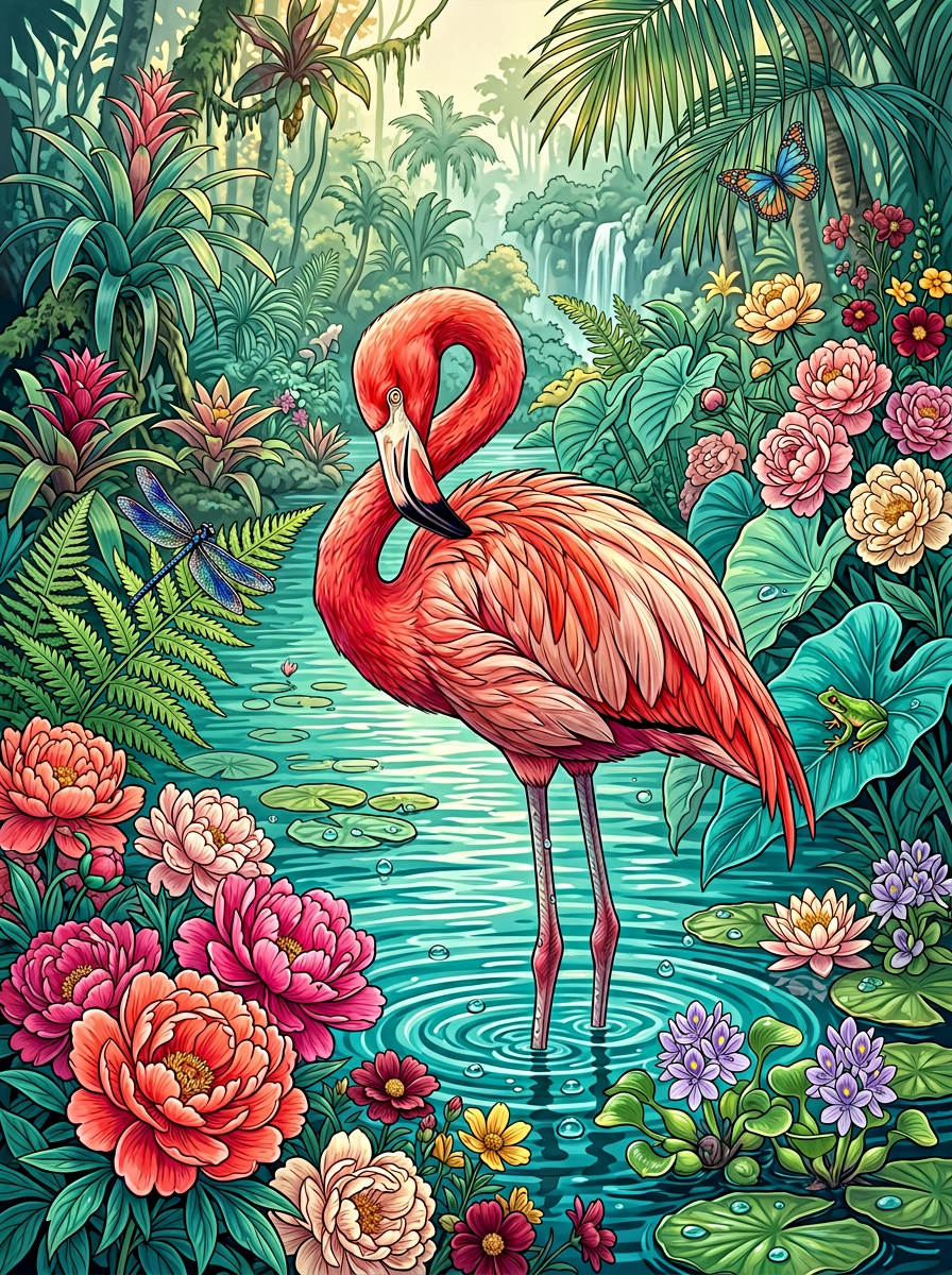 Emerald Lagoon Flamingo (Diamond Painting)
