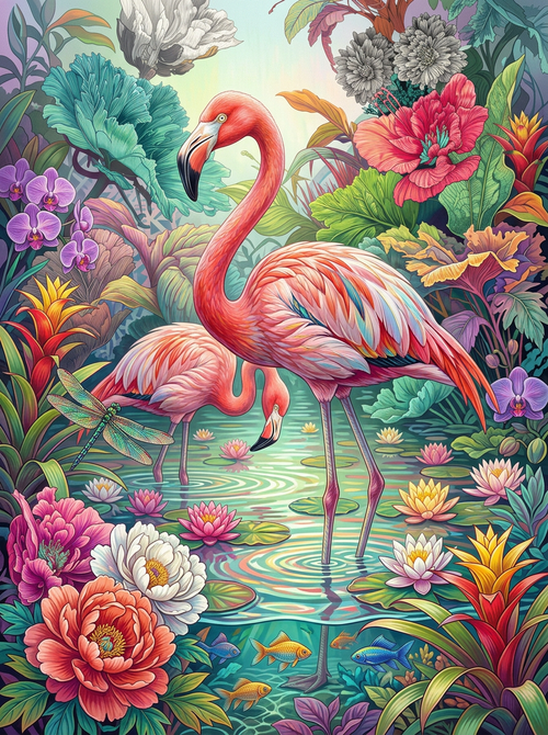 Blush Garden Flamingos (Diamond Painting)