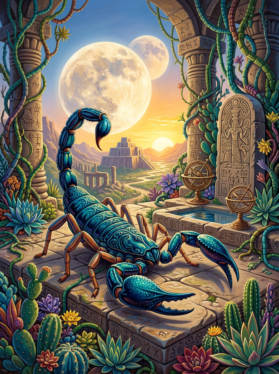 Twin Moon Temple Scorpion (100 Color Diamond Painting) Diamond Painting kit