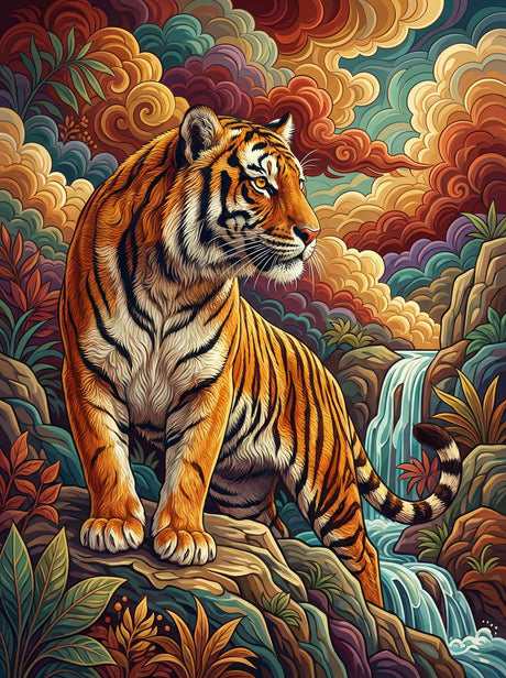 Majestic Falls Tiger (100 Color Diamond Painting) Diamond Painting kit