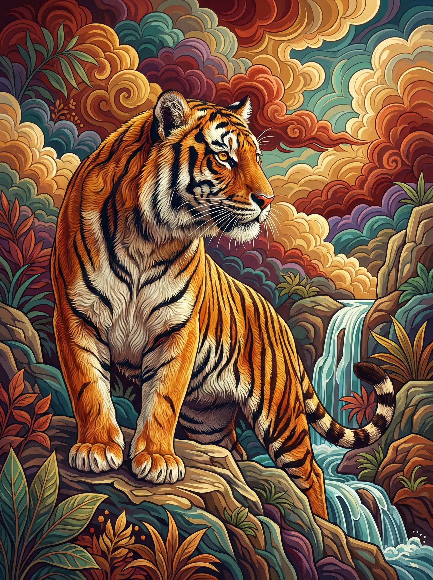 Majestic Falls Tiger (Diamond Painting) Diamond Painting kit
