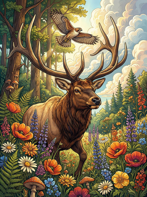 Meadow Crown Elk (Diamond Painting) Diamond Painting kit