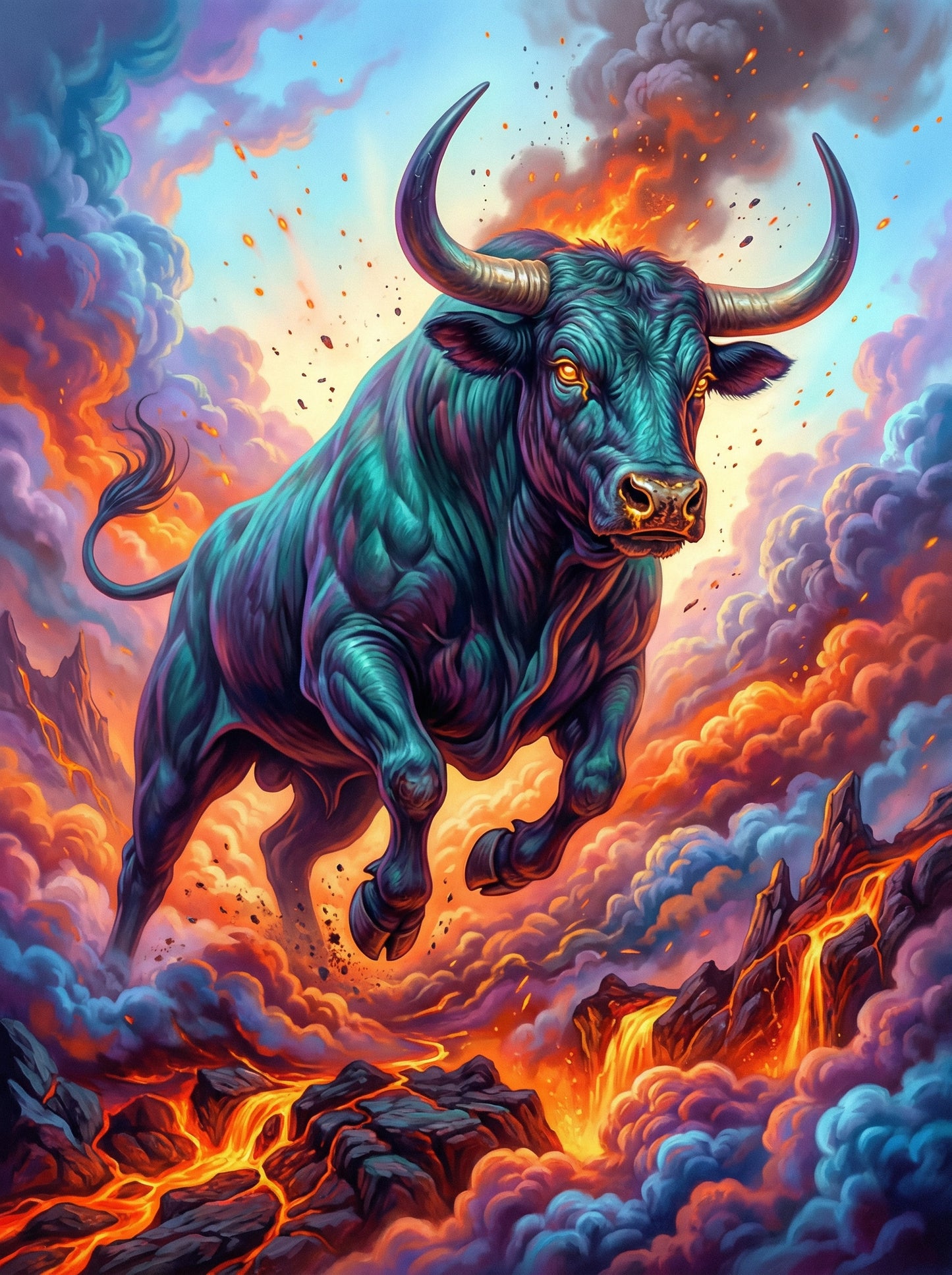 Inferno Sky Bull (Diamond Painting) Diamond Painting kit