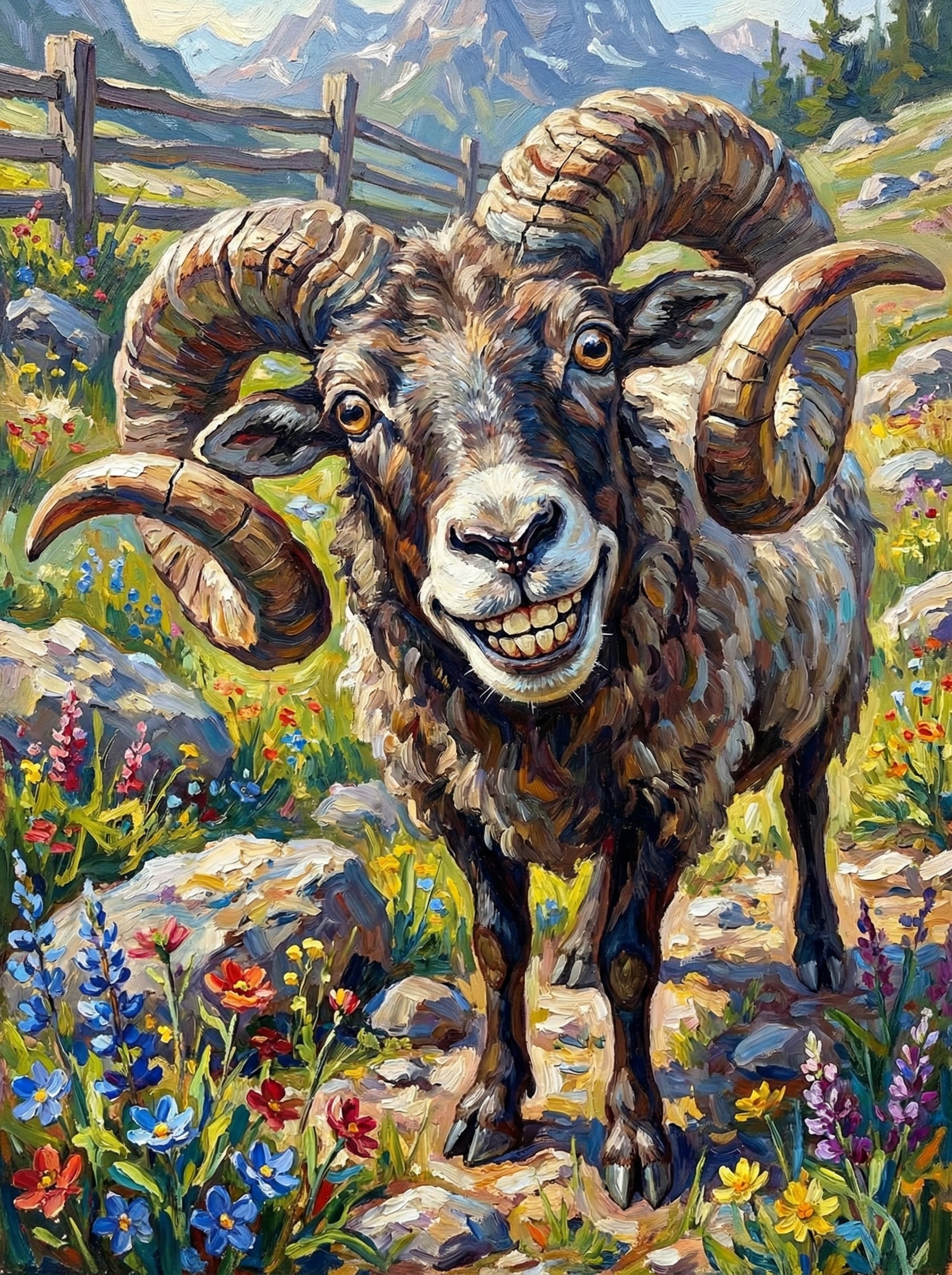 Alpine Grin Ram (Diamond Painting) Diamond Painting kit