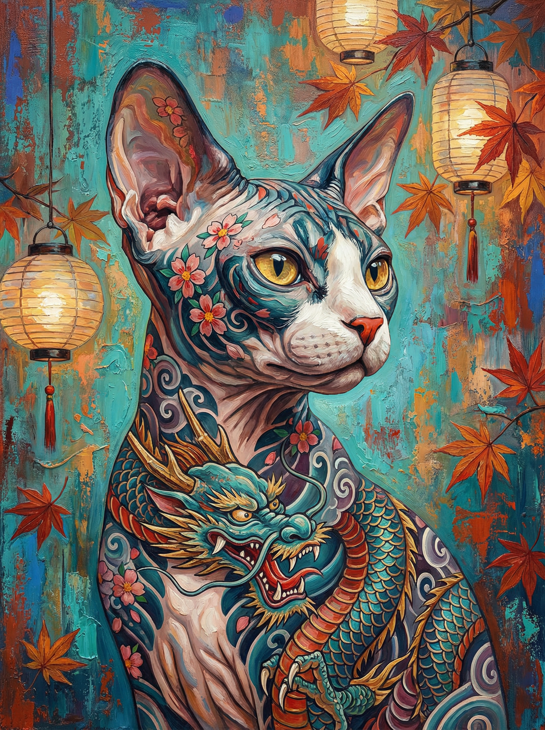 Lantern Dragon Sphynx (Diamond Painting)