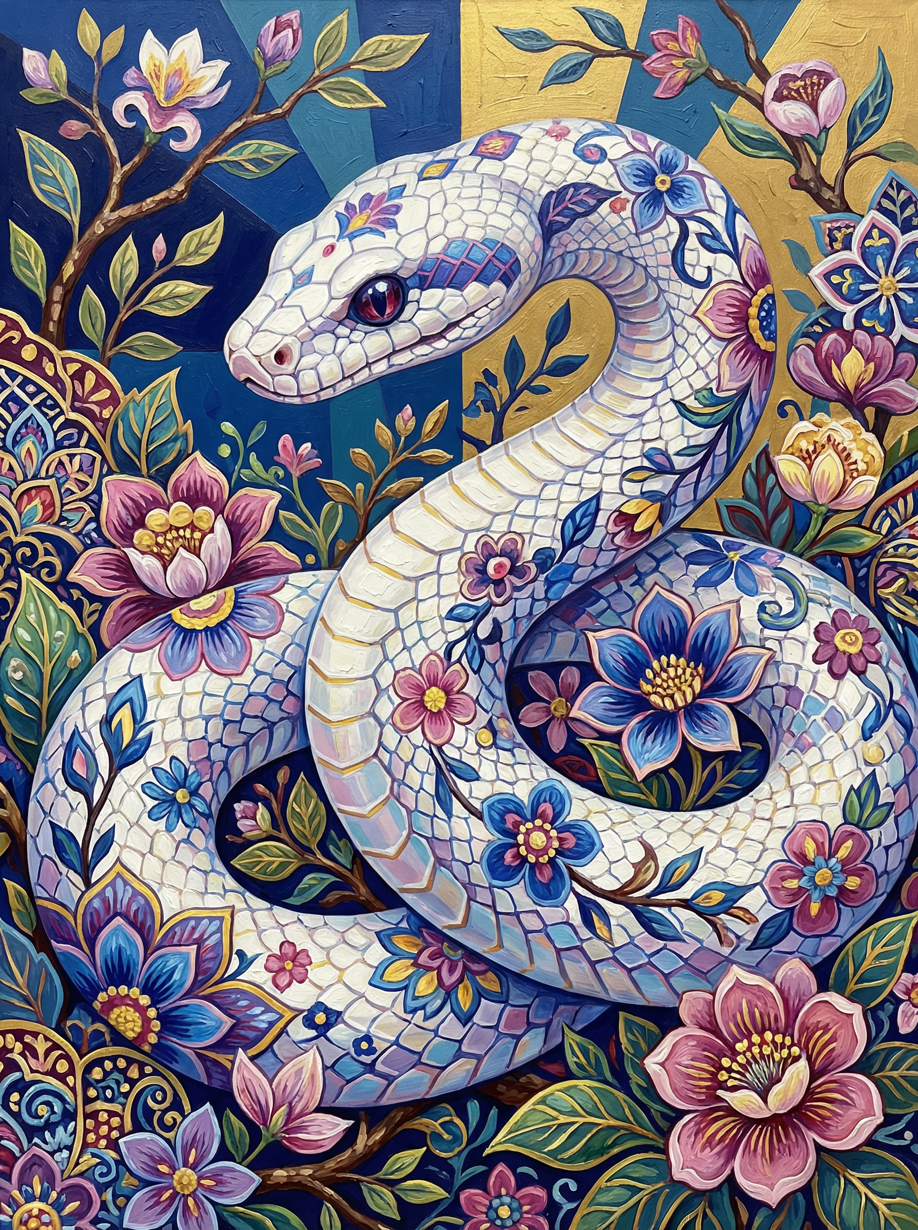 Floral Serpent Majesty (100 Color Diamond Painting) Diamond Painting kit