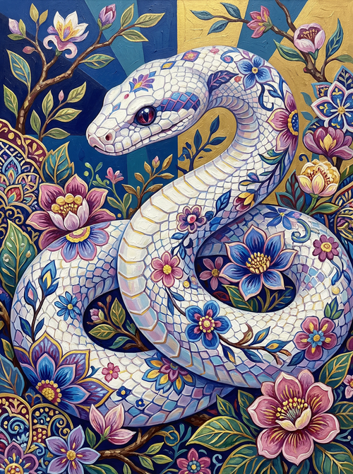 Floral Serpent Majesty (100 Color Diamond Painting) Diamond Painting kit